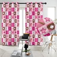 Pink Plaid Baseball Pattern Blackout Curtains,Triple Weaved Fabric ...