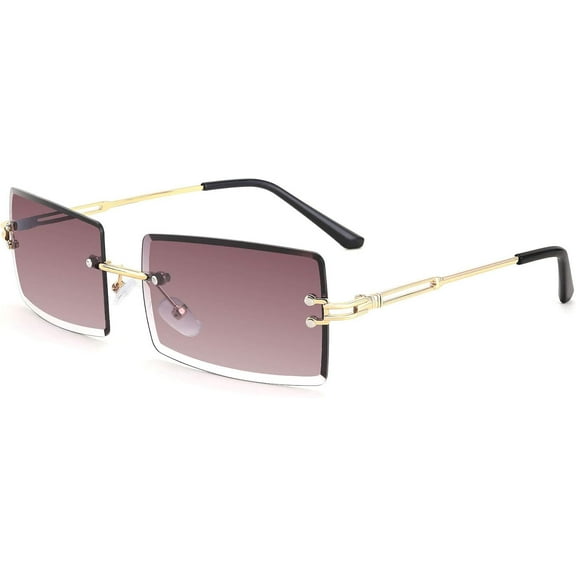 FEISEDY Vintage Rimless Sunglasses Rectangle Frameless Candy Color Glasses Women Men B2642