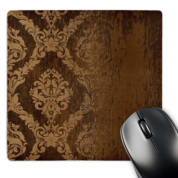 3dRose, Tan and Brown Royal Grunge Damask, MousePad