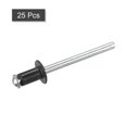 thumbnail image 3 of Unique Bargains 5mm x 8mm Aluminum Open End Flat Round Head Blind Rivets, Black 25 Pack, 3 of 5