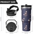 thumbnail image 4 of Floral 30oz Handheld Travel Tumbler with Handle – Double Wall Stainless Steel Insulated Cup, Flip Straw Lid, Leak-Proof & BPA-Free, Durable Hot & Cold Drink Mug,Thanksgiving, Xmas, Spring ,Flower, 4 of 6