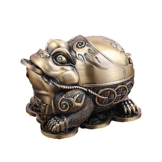 Toad Frog Animal Metal Ashtray for Cigarettes with Lid Windproof Decorative Cigarette Ashtray Ashtray Holder (Bronze) for Indoor and Outdoor Smokers N