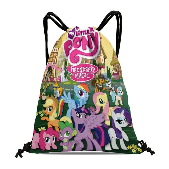 My Little Pony-theme Drawstring Backpack Sports Gym Bag Water Resistant String Bag Cinch Bag，12''X16''（30X40cm）