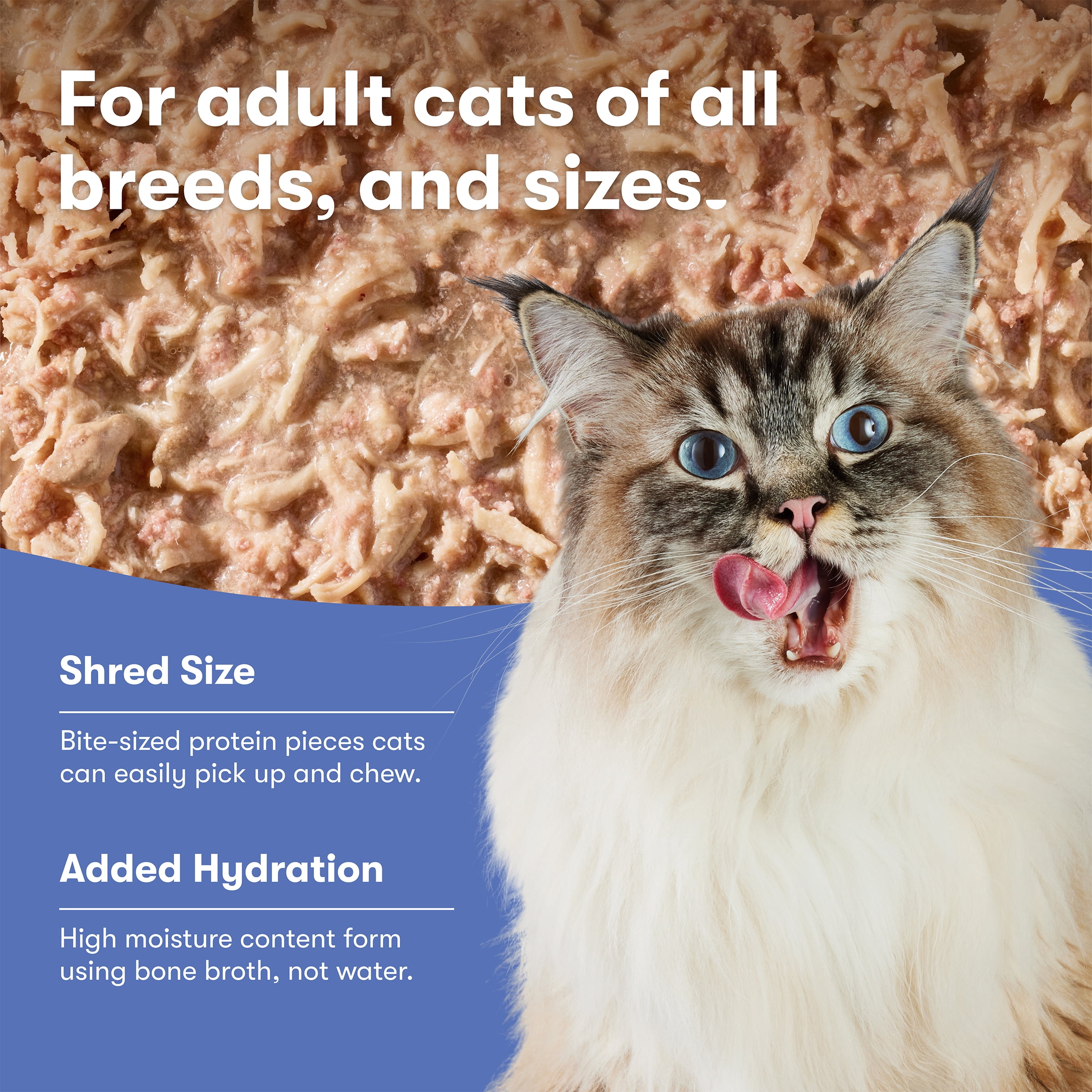 (24 pack) Jinx Cage-Free Chicken Shreds in Bone Broth Wet Cat Food, 4.05 oz