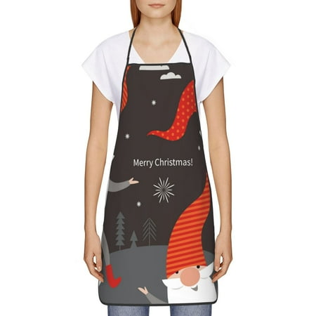 

Goofa Bib Apron Unisex Aprons Adjustable Waterdrop Resistant Cooking Kitchen Apron for Chef Christmas Gnomes In Red Hats Pattern Apron Bulk