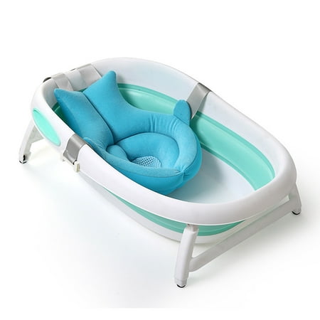 Cartoon Portable Baby Shower Bath Tub Pad Non-Slip Bathtub Mat Newborn Safety Blue（Without