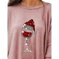 thumbnail image 3 of FASHIONWT Women Round Neck Three-Quarter Sleeve Top With Irregular Hem Graphic T-Shirt, 3 of 4
