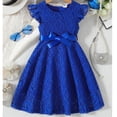 thumbnail image 6 of ZHOGXU Toddlers Kids Girls Lace Dress Summer Flying Sleeves Round Neck Solid Color Elegant Comfortable Dresses For Daily Wear And Party,Blue,5-6 Years, 6 of 9