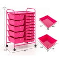 thumbnail image 2 of Gymax 15 Drawer Rolling Storage Cart Opaque Multicolor Drawers Home Organizer Mixed Hot Pink, 2 of 10