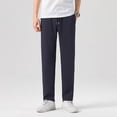 thumbnail image 4 of ZHUGeLI Straight Pants for Men Elastic Waist Solid Drawstring Casual Going out Sweatpants Comfy Slacks Fall Fashion Trousers, 4 of 9