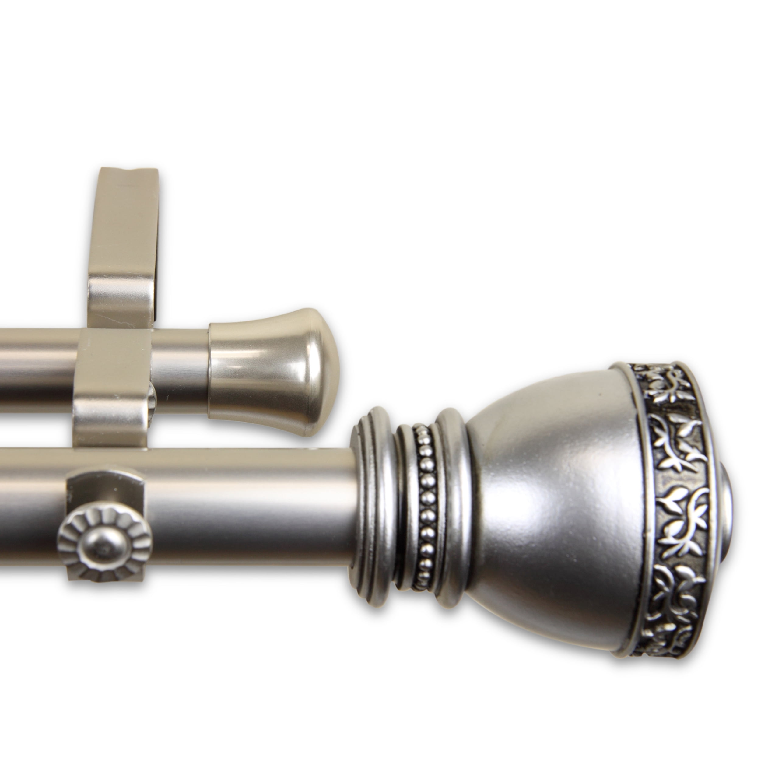 Kettle 1" Double Curtain Rod 66-120 inch - Satin Nickel