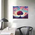 thumbnail image 3 of COMIO Artsbay Modern Abstract Tree Wall Art Red Love Heart Tree with Floral Flying on Rustic Grey Backdrop Painting Pictures Canvas Framed Modern Tree of Life Home Decor for Living Room Bedroom, 3 of 4