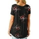 thumbnail image 5 of Camiseta estampada Mujer Verano Cuello redondo Blusa de manga corta Top suelto, Negro, XXL Methold AP001352-05, 5 of 7