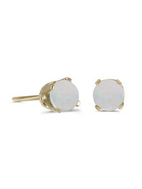 Round Opal Studs Earrings in 14k Yellow Gold (0.60 ct)