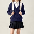 thumbnail image 6 of Girls Open‑Front V‑Neck Knit Cardigan, Kids Long Sleeve Solid Knit Sweater with Side Pockets for Back‑to‑School Uniform Daily Casual Fall Outfits | CSEONE, 6 of 8