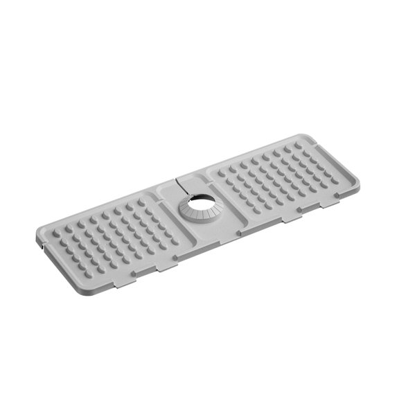 LYCAQL 16.34"x5.5" Silicone Faucet Sink Splash Guard for Kitchen Bathroom Extended Upgraded Faucet Water Cathcer Mat with 5°Incline Slope and Recess Kitchen Faucet Mat Gray