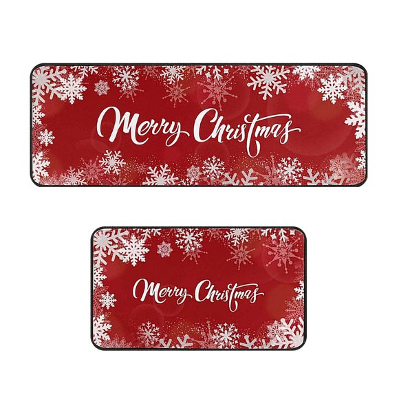 H Christmas Themed Carpet Non-Slip Door Mat Absorbent Bathroom Porch Mat 100% Polyester Fiber L Shape Set Kitchen Floor Rug Holiday Decor