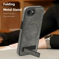 thumbnail image 4 of Allytechgroup Luxury Case for iPhone 16e with Hidden Kickstand, [Compatible with MagSafe], Premium PU Leather + Soft TPU Inner Shockproof Anti-Fall Protective Slim Fashion Case, Gray, 4 of 8