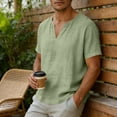 thumbnail image 5 of Dvprdro Mens Cotton Linen T Shirts V Neck Short Sleeve Solid Casual Beach Tops, 5 of 10