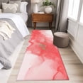 thumbnail image 4 of 2'x6' Rug Runners for Hallways Kitchen, Pink Marble Non Slip Entryway Beside Floor Carpet Runner, Modern Ombre Abstract Ink Painting Art Washable Laundry Room Bedroom Throw Rugs Mat for Family Pet, 4 of 8