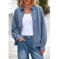 thumbnail image 2 of Abrigo PRETTYGARDEN Chaqueta Bomber Oversized de Ante Sintético Azul Polvoriento Talle S, 2 of 8