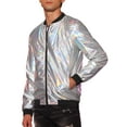 thumbnail image 4 of Lars Amadeus Holographic Baseball Jacket for Men's Zipper Disco Metallic Bomber Jacket, 4 of 4