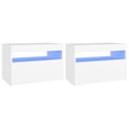 thumbnail image 4 of vidaXL Bedside Cabinet & LED Lights White 24"x14"x16" Chipboard, 4 of 24