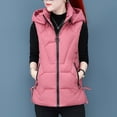 thumbnail image 2 of DHFJKG Women's Classic Padded Vest Cost Solid Color Sleeveless Hooded Zipper Jacket With Pockets Mid-Long Cozy Coats, 2 of 9