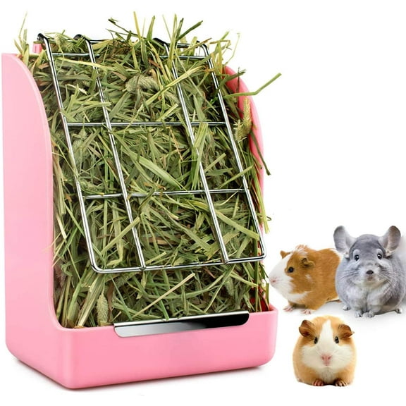 Walbest Rabbit Feeder Bunny Guinea Pig Feeder Guinea Pig Feeder Chinchilla Plastic Food Bowl (Pink)