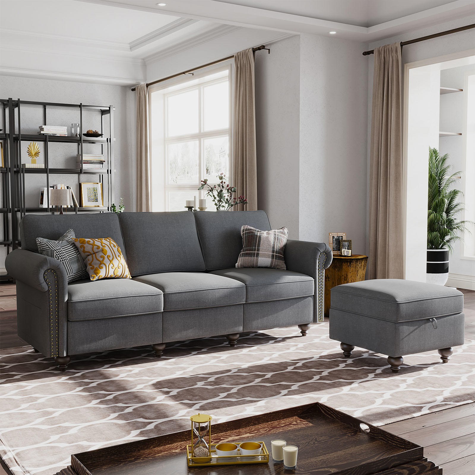 Nolany Convertible Sectional Sofa With Reversible Chaise L Shaped Couch