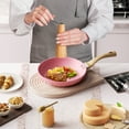 thumbnail image 5 of Innerwell 9.5 Inch Nonstick Granite Frying Pan with Bakelite Handle, Aluminum Base, Pink, 5 of 7