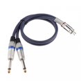 thumbnail image 1 of Dual 1/4 6.35mm To Dual Phono Rca Audio Cable For Mixer Amplifier 1m, 1 of 5
