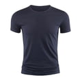 thumbnail image 2 of Mens Short Sleeve T Shirt Summer Plain Casual Gym Muscle Crew Neck Slim Fit Tops, 2 of 9