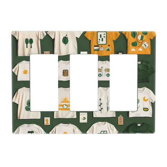 Hand Drawn Clothes Switch Cover Decorative Wall Plate 3-Gang Screwless Standard Size