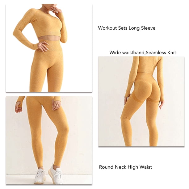 Conjunto Deportivo De Punto Sin Costuras, Traje Informal Chándal Que Absorbe La Humedad Bodycon 2 Piezas Levantamiento De Glúteos Para El Hogar Para Mujeres ANGGREK Otros