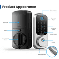 thumbnail image 3 of DESLOC B200 Fingerprint Smart Door Lock, Keyless Entry Door Lock, App Control, Smart Locks for Front Door, Smart Deadbolt Lock, Touchscreen Keypad, Emergency Power Port, Silver, 3 of 10