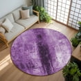 thumbnail image 3 of 8ft Round Rug, Purple Non-Skid Rubber Backing Large Area Rugs - Living Room Bedroom Home Office, Retro Oil Painting Modern Abstract Art Aesthetics Indoor Floor Mat Carpets Washable Rug, 3 of 9