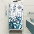 thumbnail image 3 of Blue Nautical Octopus Shower Curtains for Bathroom Cool Ocean Kraken Sailboat Pirate Theme Funny Octopus Bathroom Decor Polyester Fabric-36" x 72", 3 of 6