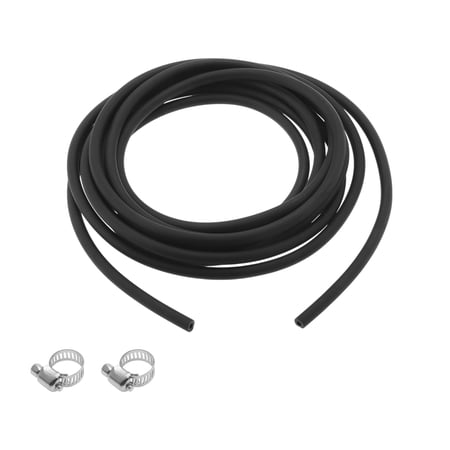 Unique Bargains 1 Set Lubricating Oil Hoses 2x5mm Nitrile Rubber Water Hose Pipe Tubing 2 Pcs Clamp Outdoor Black