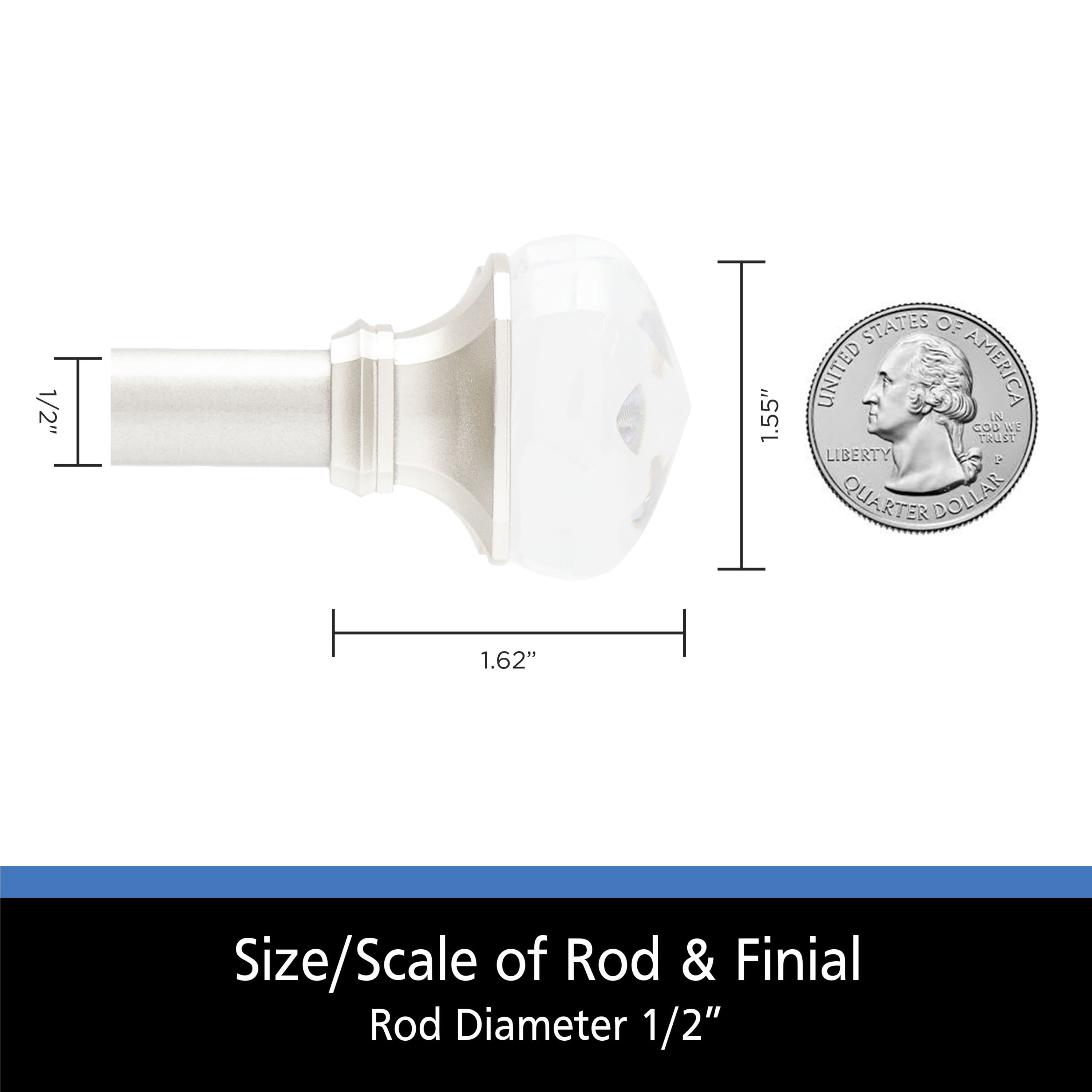 (2 pack) Mainstays 1/2" Grayson Petite Café Adjustable Curtain Rod, 28-48", Brushed Nickel