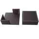 thumbnail image 4 of Posavasos para bebidas con soporte, juego de 6 posavasos de cuero sintético para protección de mesa, tapete para bebidas de 4 pulgadas (cuadrado marrón), 4 of 5