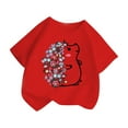 thumbnail image 3 of Teen Girl Shirts Comfortable Cute Cartoon Print Short Sleeve Tee for Toddler Crew Neck Sports T-Shirt T-Shirt Red,130, 3 of 5