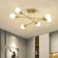 thumbnail image 2 of Lámpara de techo de 6 cabezales en negro/blanco/dorado, lámpara colgante de techo LED sencilla y moderna, Base de lámpara E27, accesorio de iluminación para decoración de la habitación del hogar, 2 of 5