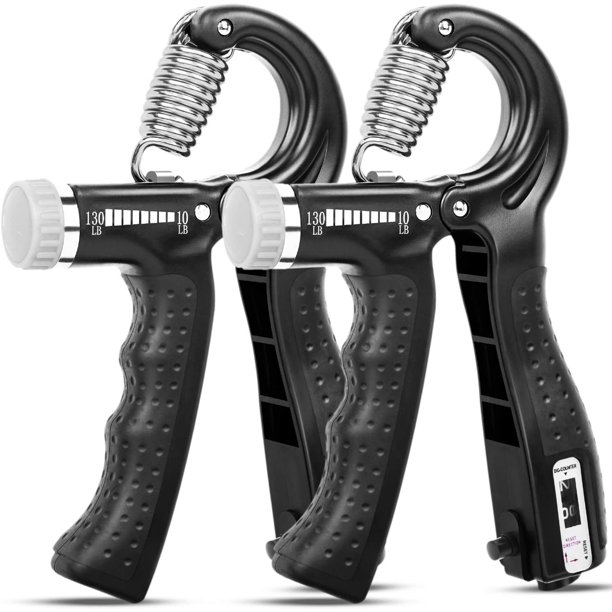 Fortalecedor de agarre manual, paquete de 2 ejercitadores de antebrazo de resistencia ajustable, 10-130 libras, entrenador de fuerza de agarre para entrenamiento de fuerza de muñeca y recuperación de lesiones brillar Electrónica