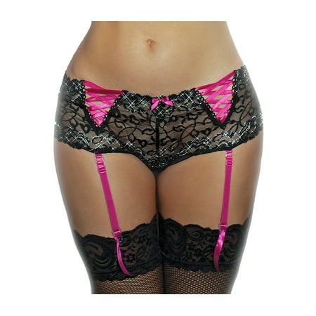 Open Crotch Boyshorts - Lacy Line Sexy Open Crotch Boyshort Panties With Removable Garters