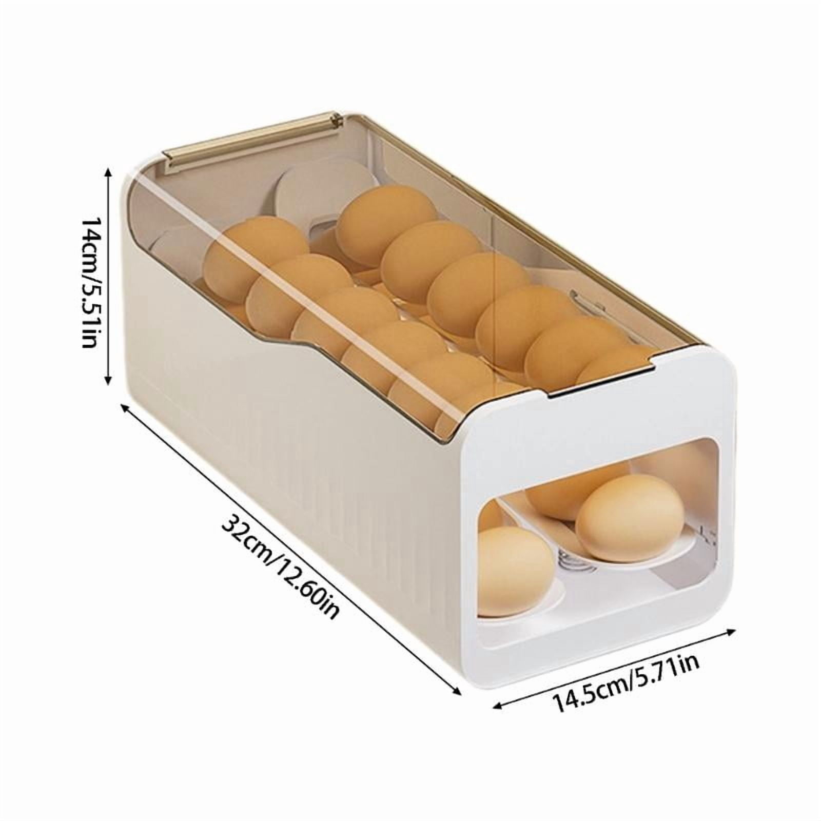 Automatic Rolling Eggs Storage Container For Refrigerator Practical PP Auto Rolling Eggs Storage Organizer Space Saving