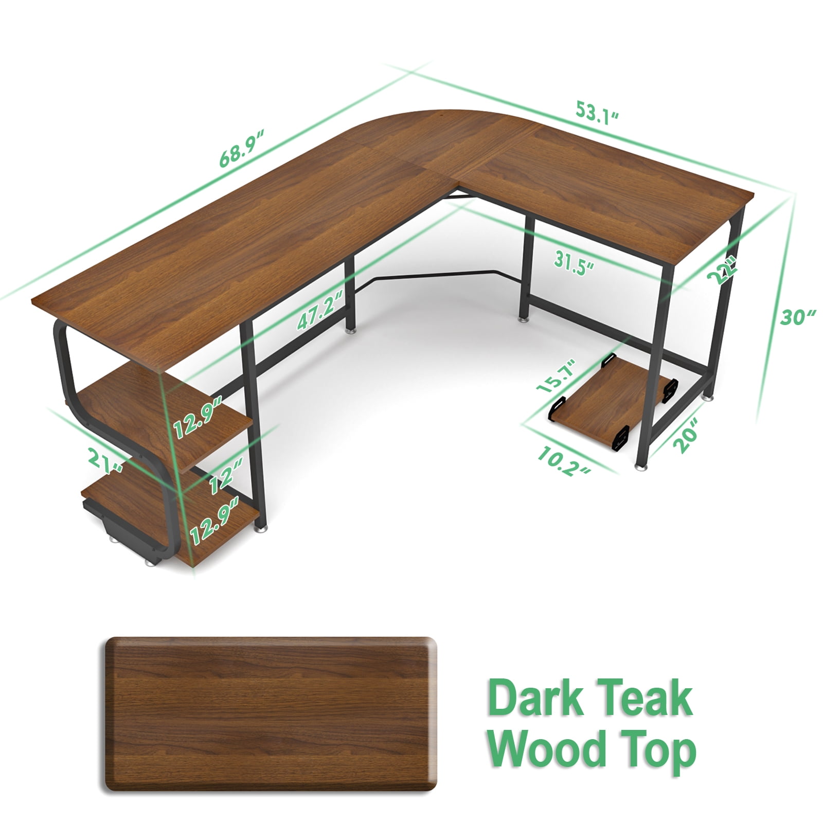 Buy Teraves LShaped Desk Reversible Panel Wood Computer Desk with S