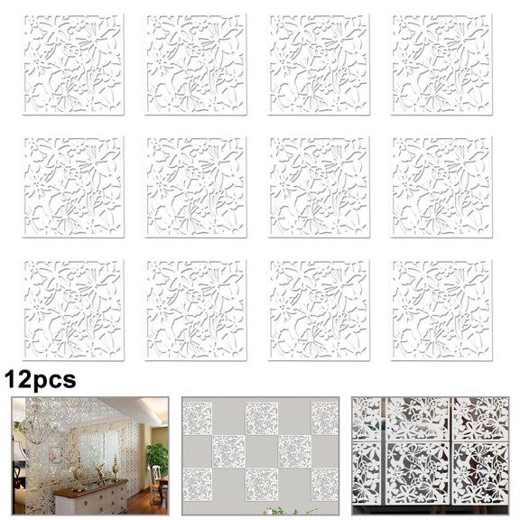 Mlless 12pc Screen Hanging Panel Curtain Partition For Middle Partition DIY Art Decoration Hollow Flower Screen Partition