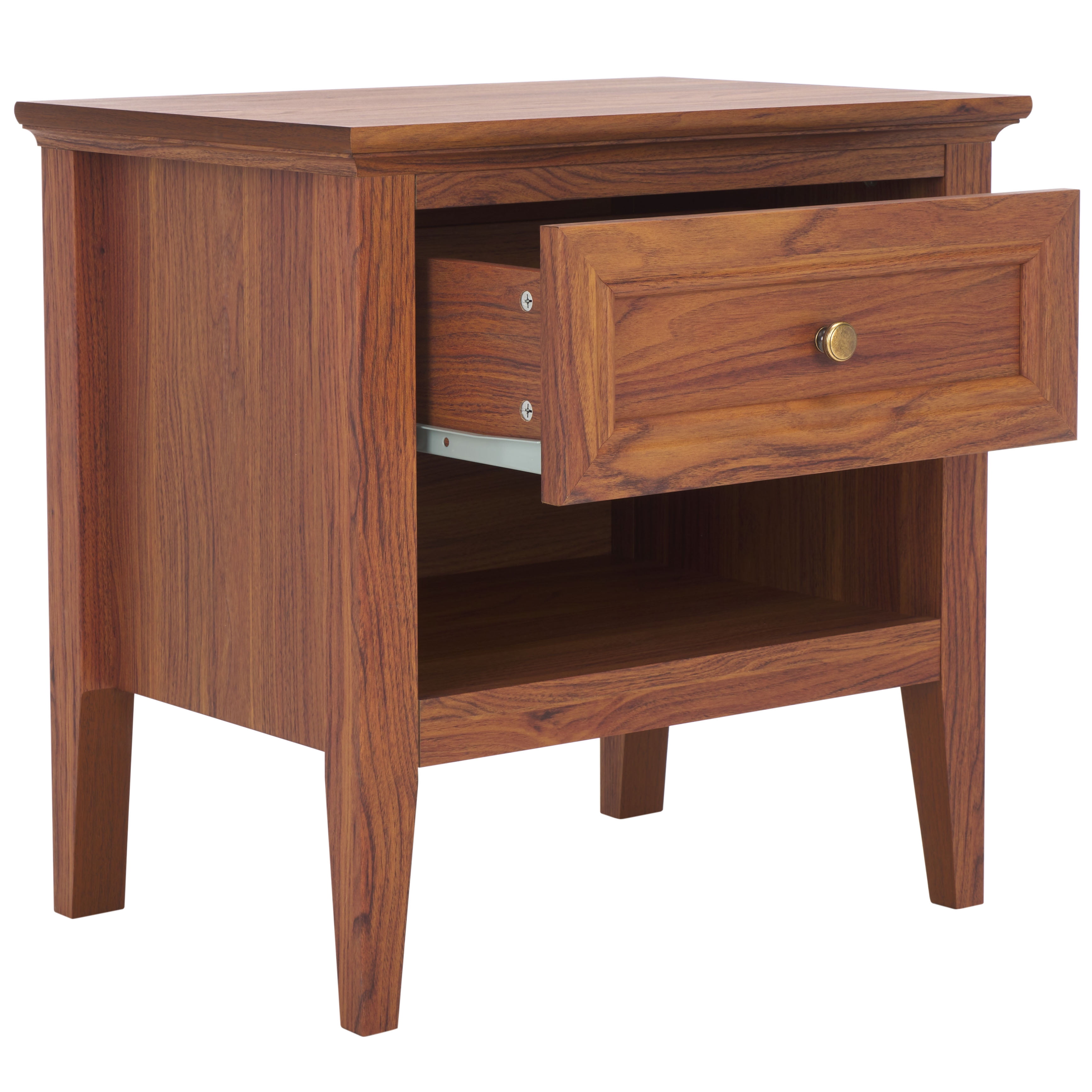 SAFAVIEH Sondra Traditional 2 Drawer Nightstand,Walnut/Gold