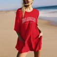 thumbnail image 1 of MKLEKYY Vêtements d'Automne Femmes Mode Imprimé Uni Décontracté Manches Courtes Col Rond Shorts Combinaison Jambes Larges Yoga Pantalons, 1 of 5